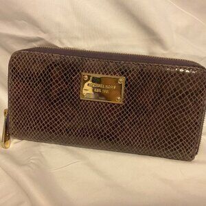 Michael Kors Purple Snake Skin Zip Around Wallet